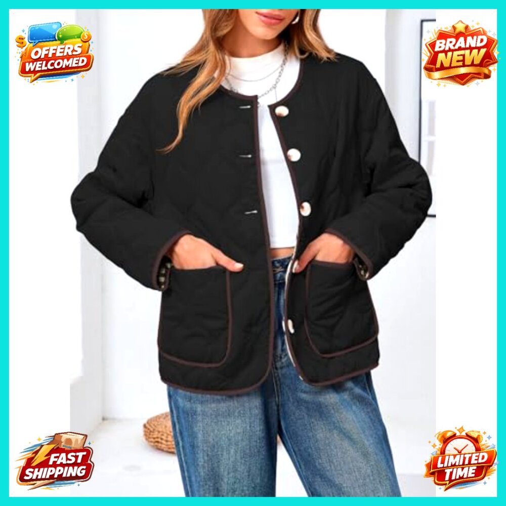 Reversible Quilted Puffer Jacket Lightweight Butt… - image 5